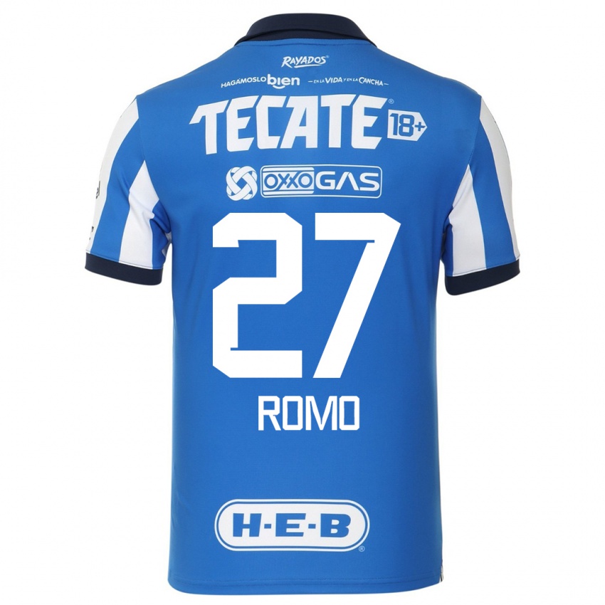 Mann Luis Romo #27 Blå Hvit Hjemmetrøye Drakt Trøye 2023/24 Skjorter T-Skjorte