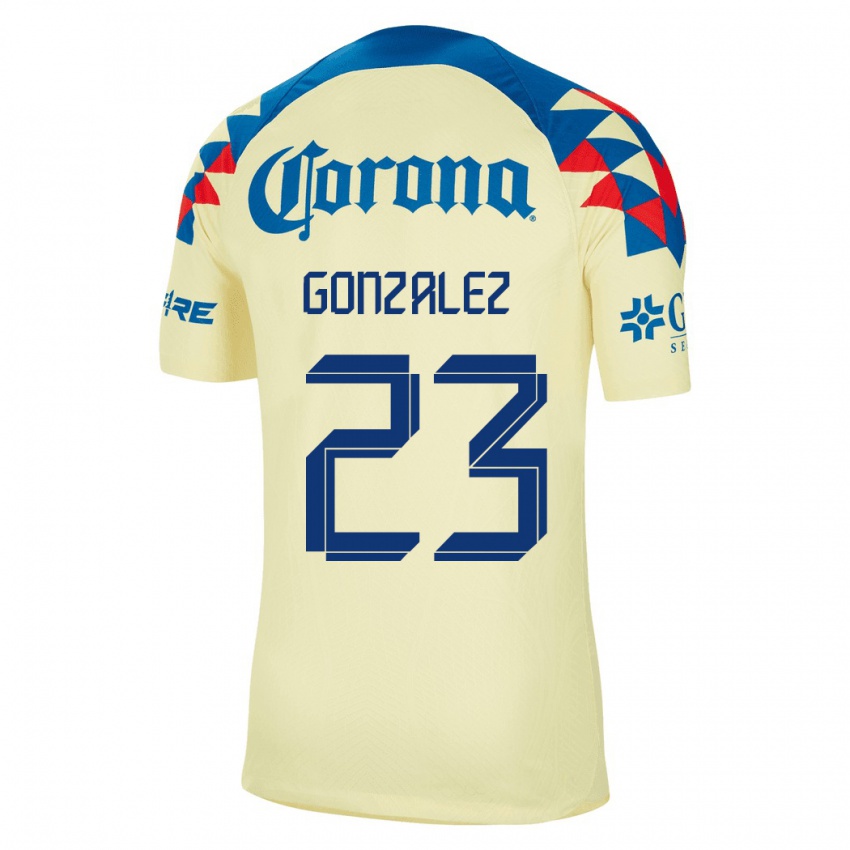 Mann Itzel Gonzalez #23 Gul Hjemmetrøye Drakt Trøye 2023/24 Skjorter T-Skjorte