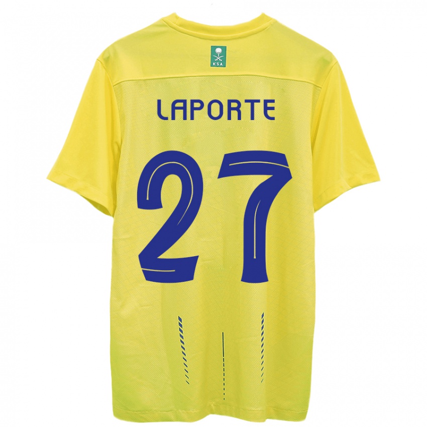 Mann Aymeric Laporte #27 Gul Hjemmetrøye Drakt Trøye 2023/24 Skjorter T-Skjorte