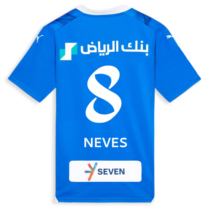 Mann Ruben Neves #8 Blå Hjemmetrøye Drakt Trøye 2023/24 Skjorter T-Skjorte