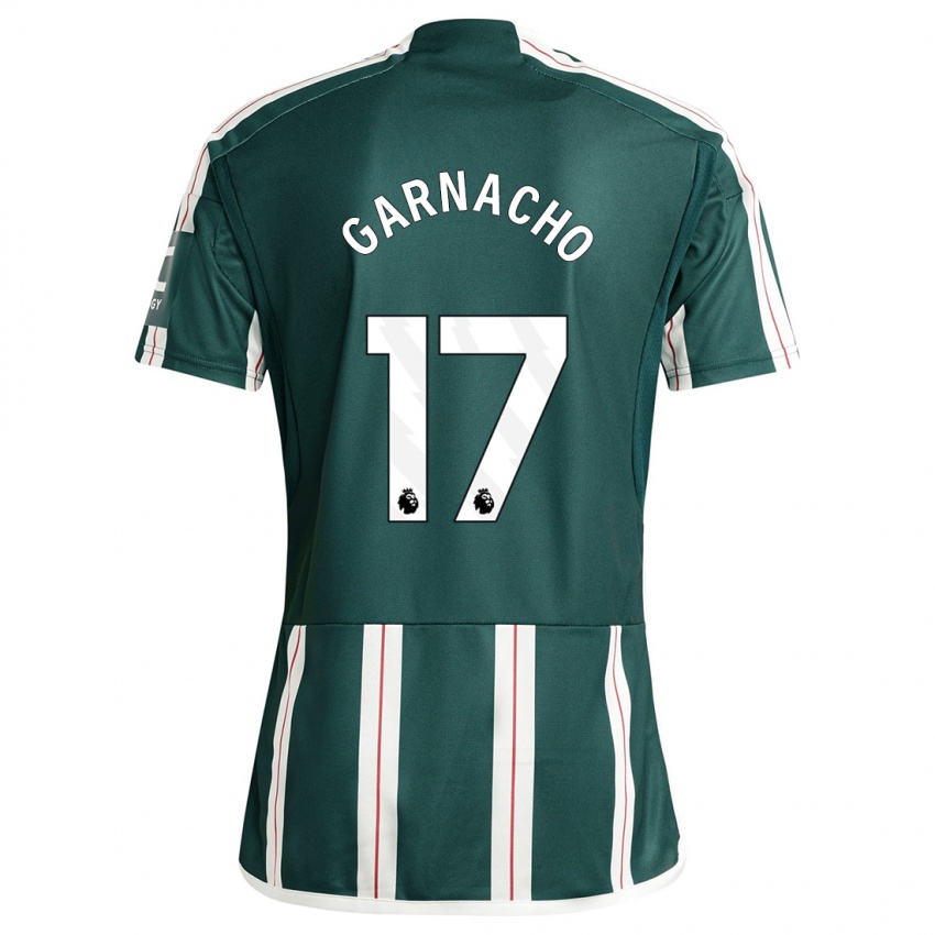 Mann Alejandro Garnacho #17 Mørk Grønn Bortetrøye Drakt Trøye 2023/24 Skjorter T-Skjorte