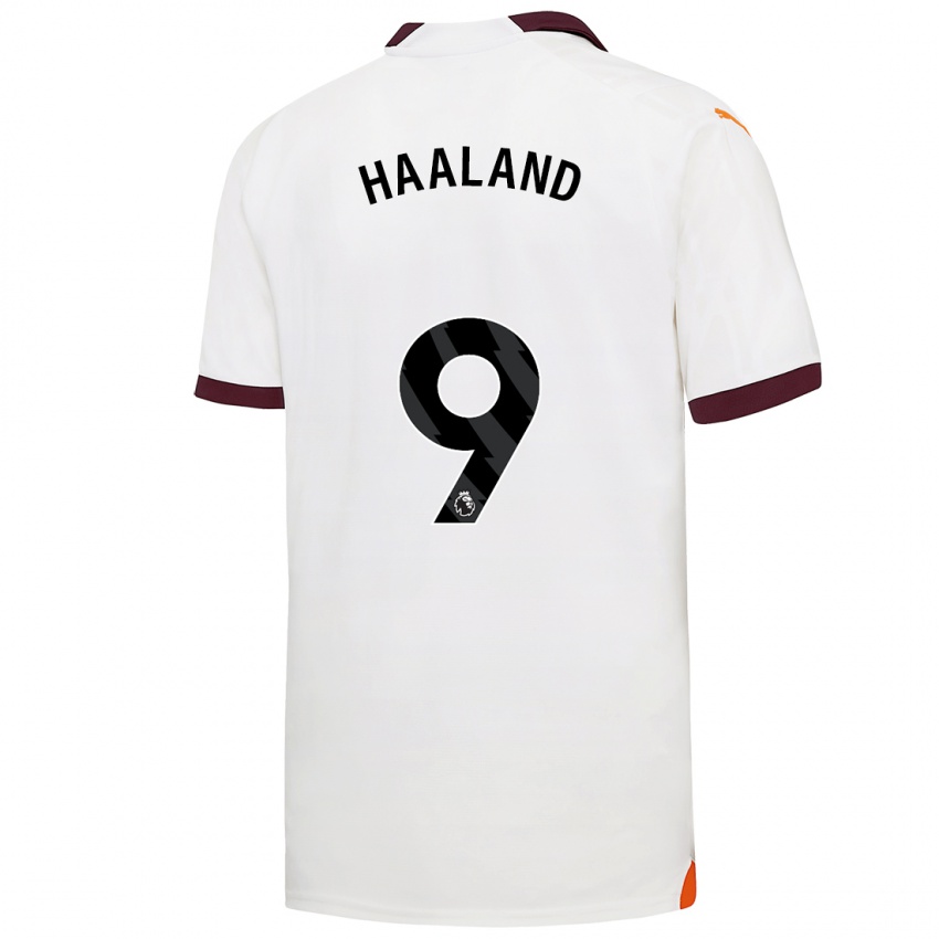 Mann Erling Haaland #9 Hvit Bortetrøye Drakt Trøye 2023/24 Skjorter T-Skjorte