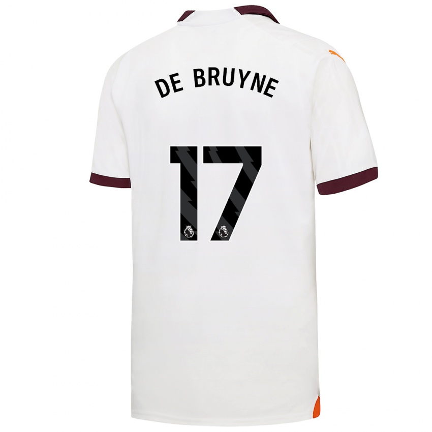Mann Kevin De Bruyne #17 Hvit Bortetrøye Drakt Trøye 2023/24 Skjorter T-Skjorte
