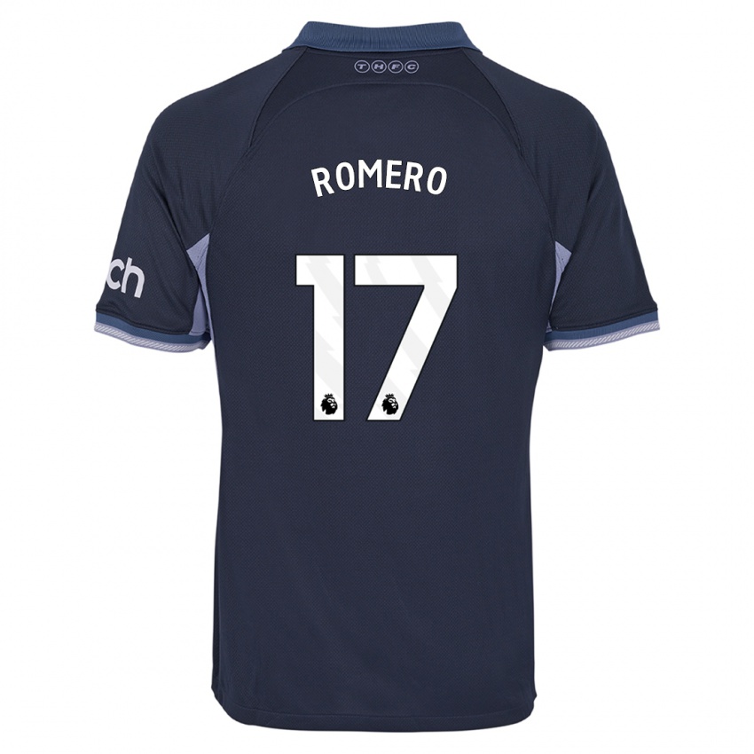 Mann Cristian Romero #17 Mørke Blå Bortetrøye Drakt Trøye 2023/24 Skjorter T-Skjorte