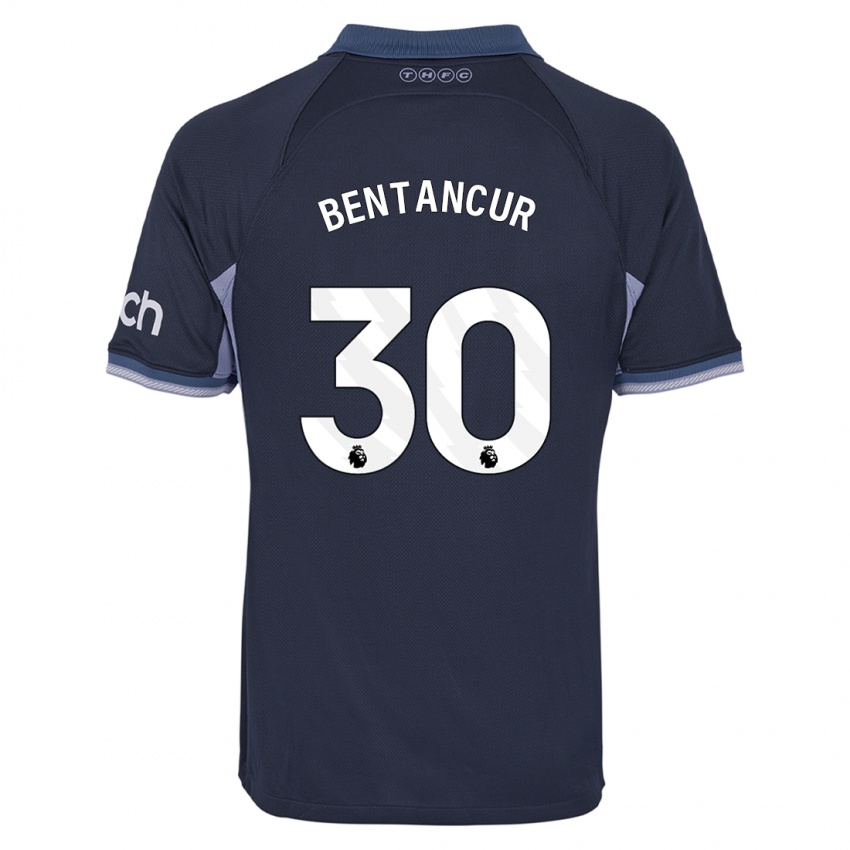 Mann Rodrigo Bentancur #30 Mørke Blå Bortetrøye Drakt Trøye 2023/24 Skjorter T-Skjorte