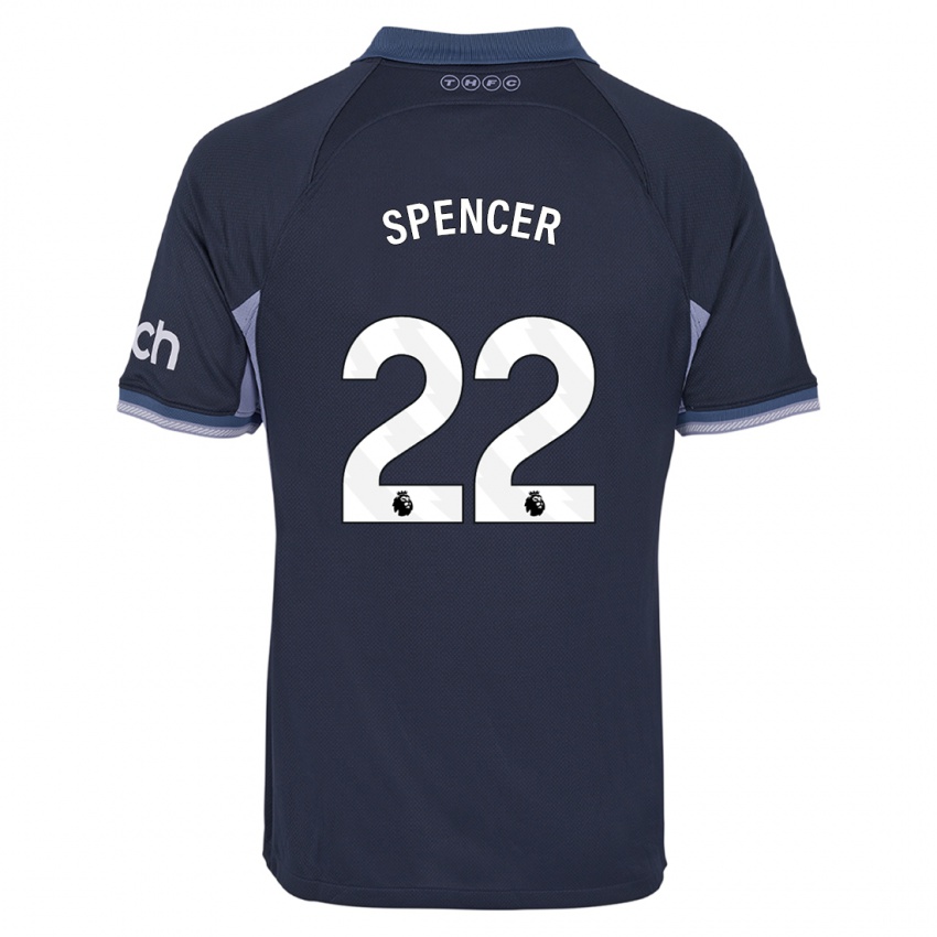 Mann Rebecca Spencer #22 Mørke Blå Bortetrøye Drakt Trøye 2023/24 Skjorter T-Skjorte