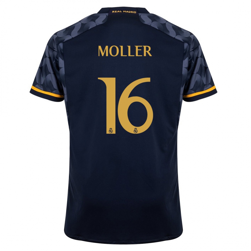 Mann Caroline Moller #16 Mørke Blå Bortetrøye Drakt Trøye 2023/24 Skjorter T-Skjorte