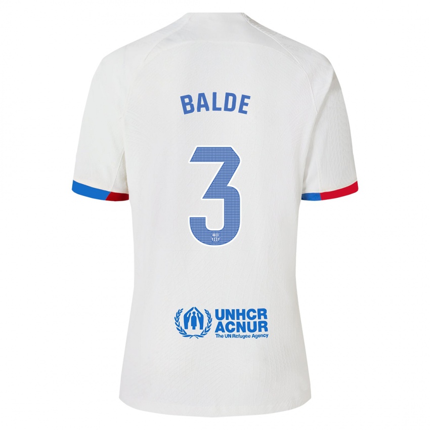 Mann Alejandro Balde #3 Hvit Bortetrøye Drakt Trøye 2023/24 Skjorter T-Skjorte