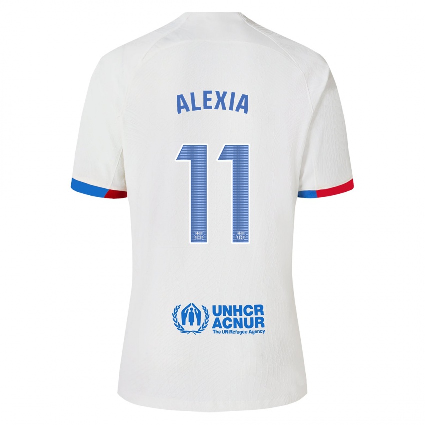 Mann Alexia Putellas #11 Hvit Bortetrøye Drakt Trøye 2023/24 Skjorter T-Skjorte