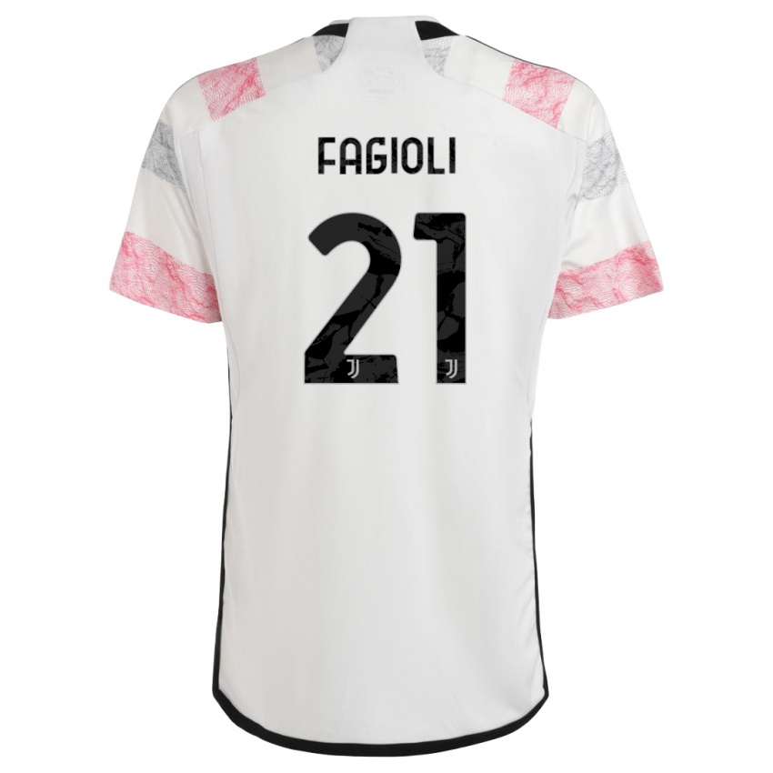 Mann Nicolo Fagioli #21 Hvit Rosa Bortetrøye Drakt Trøye 2023/24 Skjorter T-Skjorte