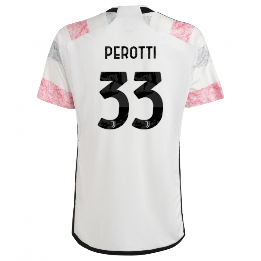 Mann Clemente Perotti #33 Hvit Rosa Bortetrøye Drakt Trøye 2023/24 Skjorter T-Skjorte