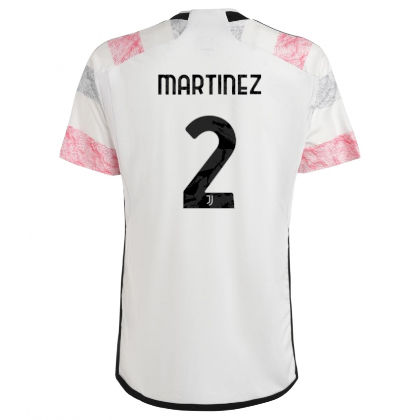 Mann Bruno Martinez #2 Hvit Rosa Bortetrøye Drakt Trøye 2023/24 Skjorter T-Skjorte