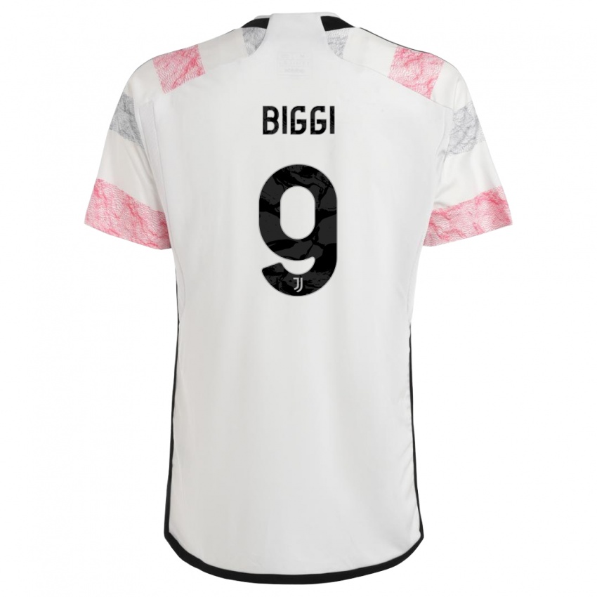 Mann Silvano Biggi #9 Hvit Rosa Bortetrøye Drakt Trøye 2023/24 Skjorter T-Skjorte