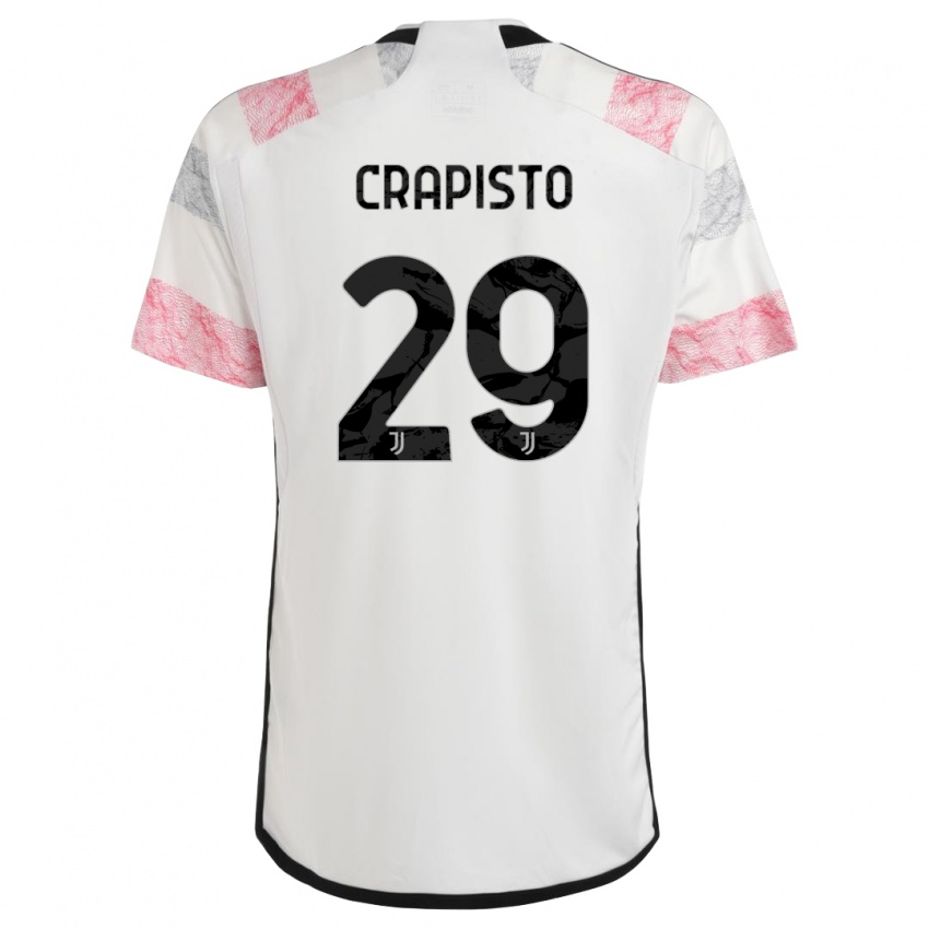 Mann Francesco Crapisto #29 Hvit Rosa Bortetrøye Drakt Trøye 2023/24 Skjorter T-Skjorte