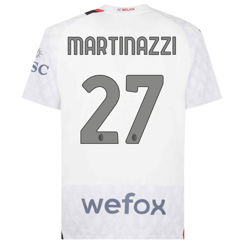 Mann Luca Martinazzi #27 Hvit Bortetrøye Drakt Trøye 2023/24 Skjorter T-Skjorte