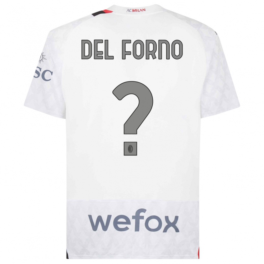 Mann Luca Del Forno #0 Hvit Bortetrøye Drakt Trøye 2023/24 Skjorter T-Skjorte