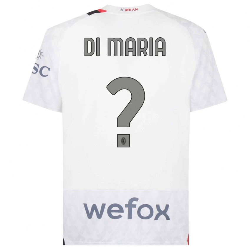 Mann Alessandro Di Maria #0 Hvit Bortetrøye Drakt Trøye 2023/24 Skjorter T-Skjorte