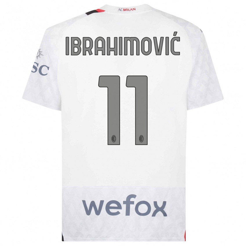 Mann Zlatan Ibrahimovic #11 Hvit Bortetrøye Drakt Trøye 2023/24 Skjorter T-Skjorte