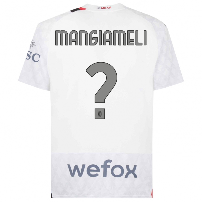 Mann Federico Mangiameli #0 Hvit Bortetrøye Drakt Trøye 2023/24 Skjorter T-Skjorte