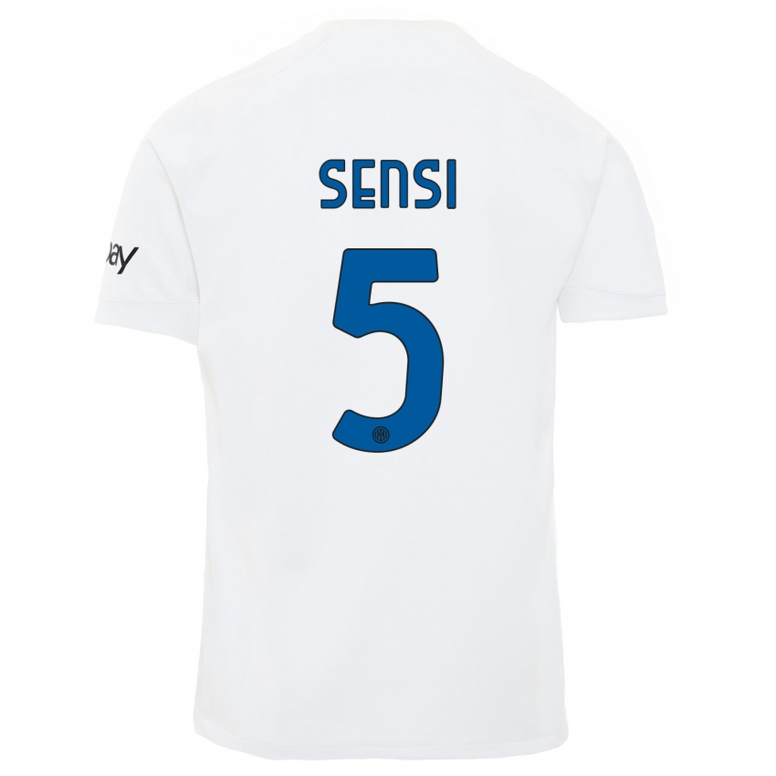 Mann Stefano Sensi #5 Hvit Bortetrøye Drakt Trøye 2023/24 Skjorter T-Skjorte