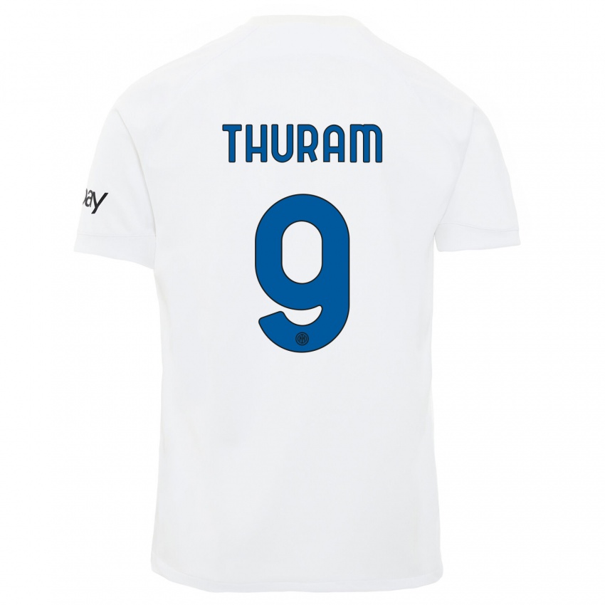 Mann Marcus Thuram #9 Hvit Bortetrøye Drakt Trøye 2023/24 Skjorter T-Skjorte