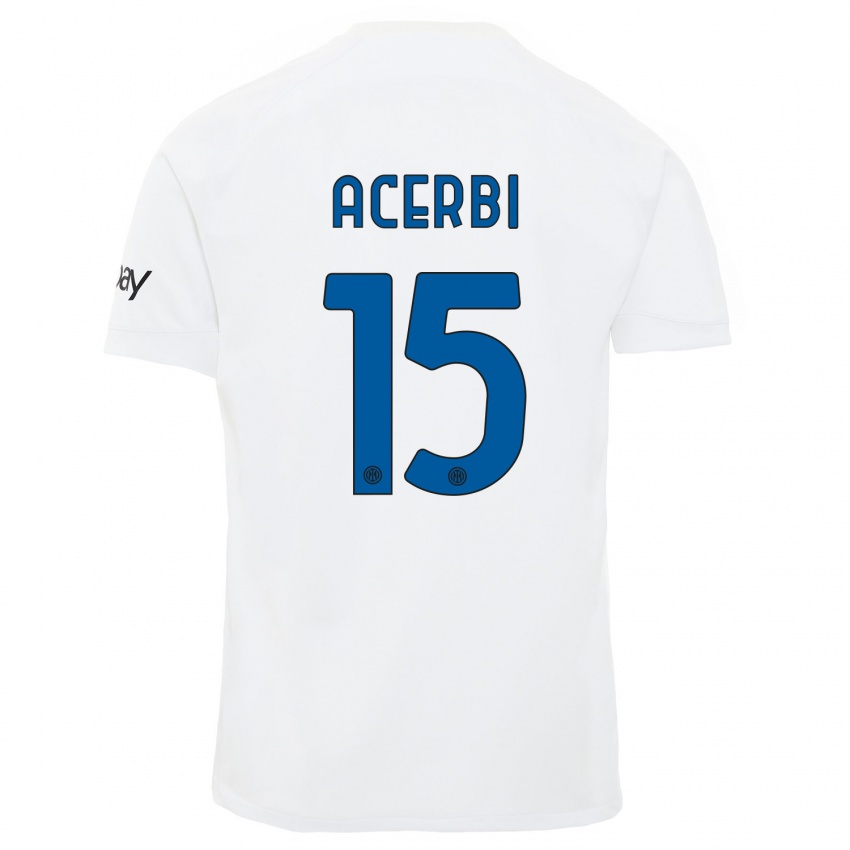 Mann Francesco Acerbi #15 Hvit Bortetrøye Drakt Trøye 2023/24 Skjorter T-Skjorte