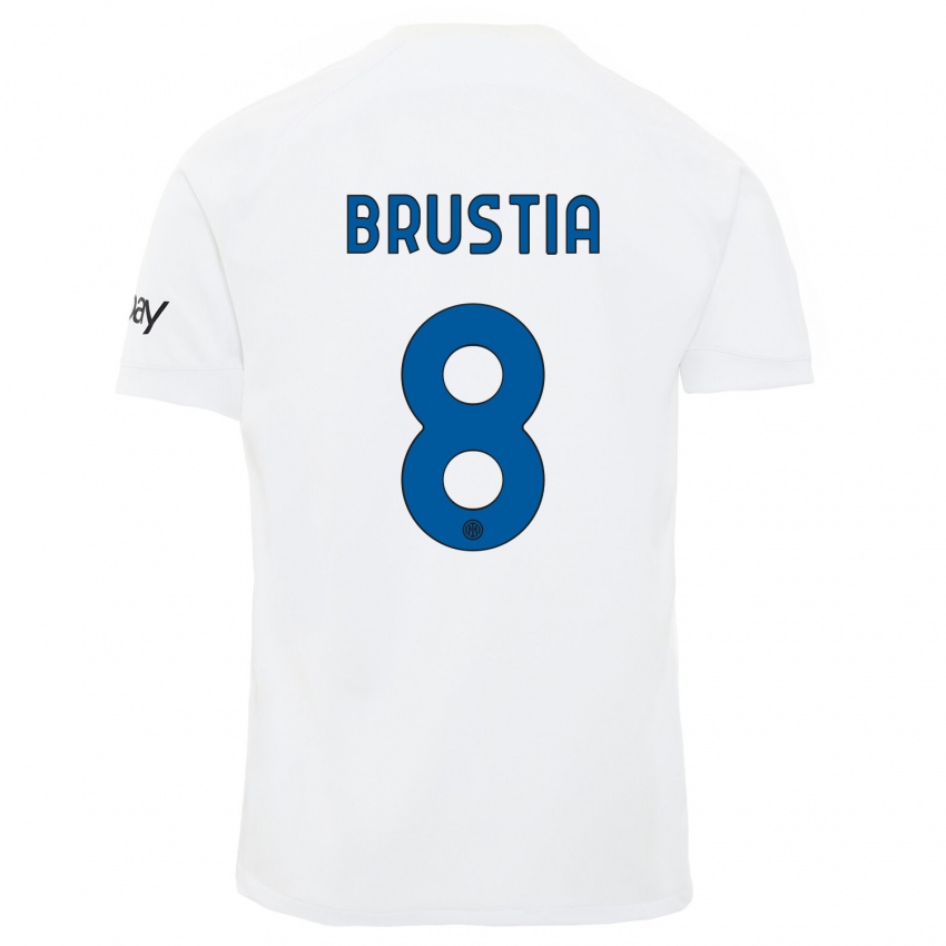 Mann Martina Brustia #8 Hvit Bortetrøye Drakt Trøye 2023/24 Skjorter T-Skjorte
