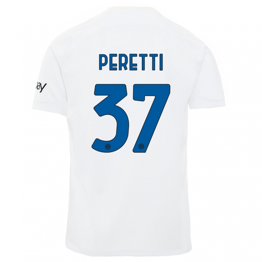 Mann Lorenzo Peretti #37 Hvit Bortetrøye Drakt Trøye 2023/24 Skjorter T-Skjorte