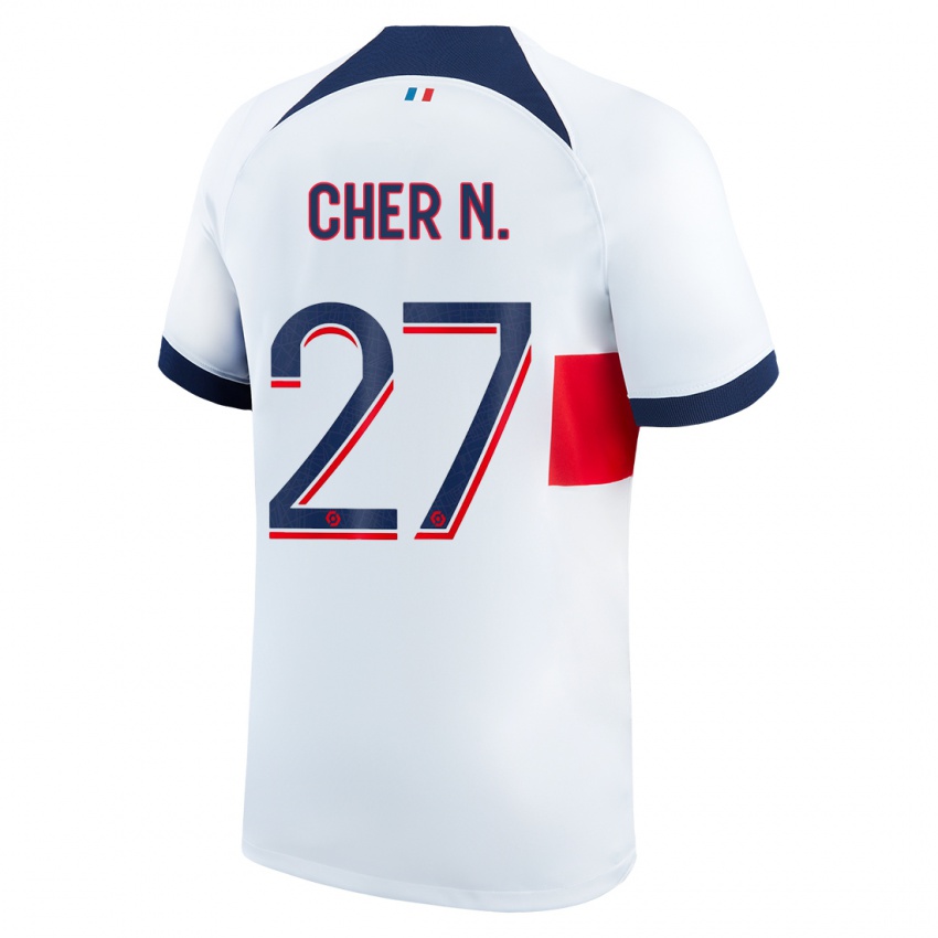 Mann Cher Ndour #27 Hvit Bortetrøye Drakt Trøye 2023/24 Skjorter T-Skjorte