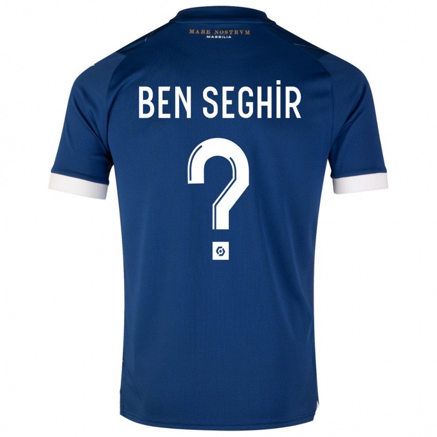 Mann Salim Ben Seghir #0 Mørke Blå Bortetrøye Drakt Trøye 2023/24 Skjorter T-Skjorte
