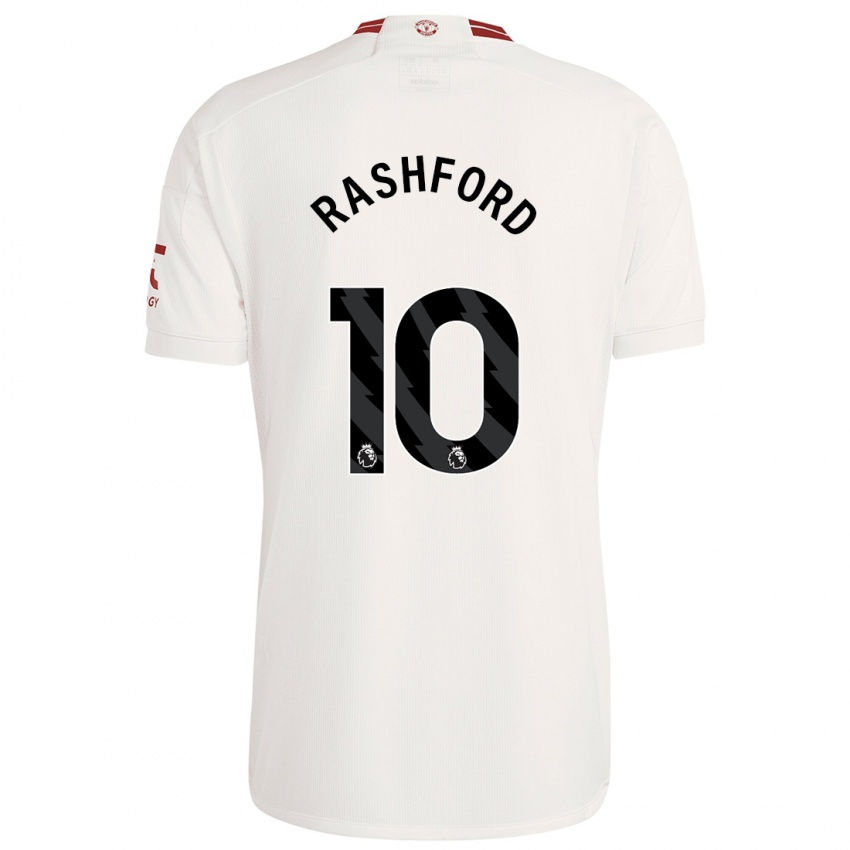 Mann Marcus Rashford #10 Hvit Tredje Sett Drakt Trøye 2023/24 Skjorter T-Skjorte