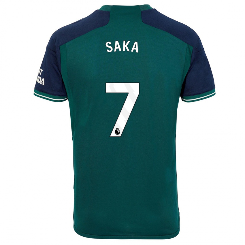 Mann Bukayo Saka #7 Grønn Tredje Sett Drakt Trøye 2023/24 Skjorter T-Skjorte