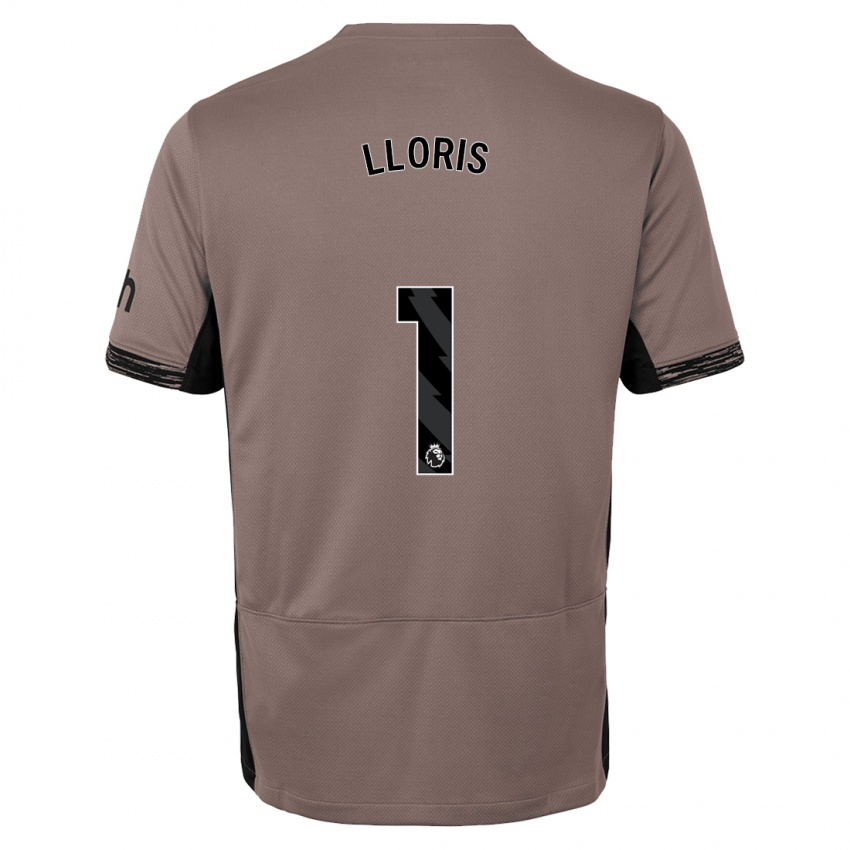 Mann Hugo Lloris #1 Mørk Beige Tredje Sett Drakt Trøye 2023/24 Skjorter T-Skjorte