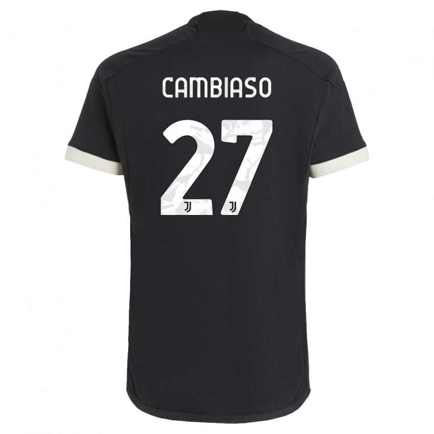 Mann Andrea Cambiaso #27 Svart Tredje Sett Drakt Trøye 2023/24 Skjorter T-Skjorte