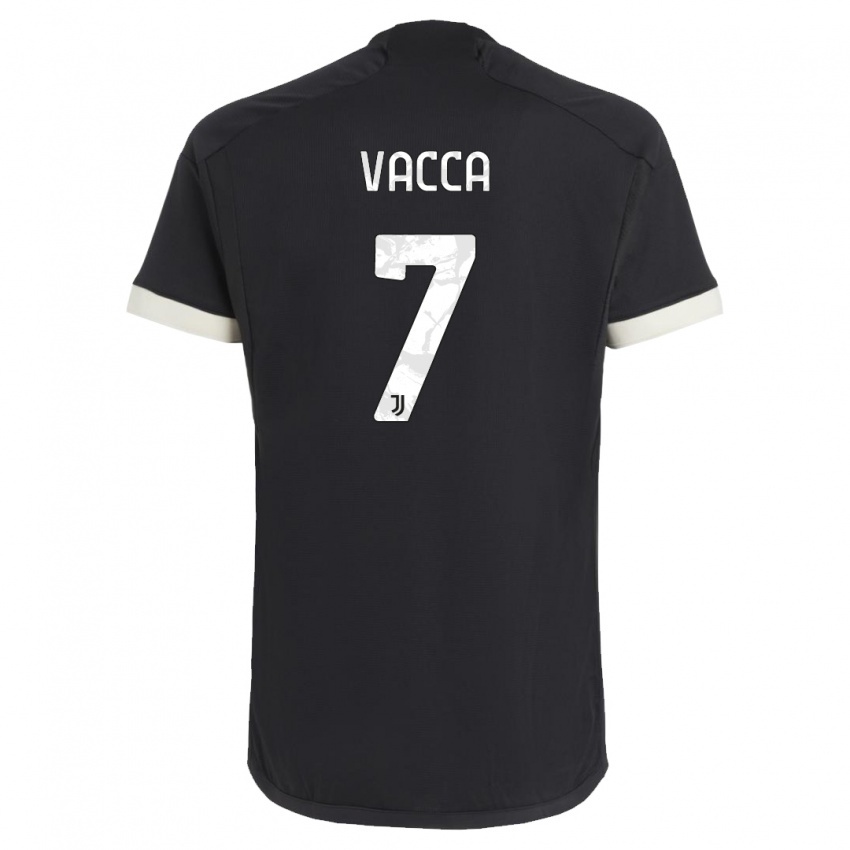 Mann Alessio Vacca #7 Svart Tredje Sett Drakt Trøye 2023/24 Skjorter T-Skjorte