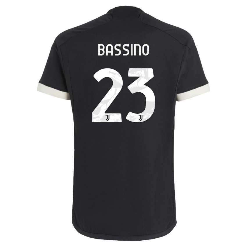 Mann Alessandro Bassino #23 Svart Tredje Sett Drakt Trøye 2023/24 Skjorter T-Skjorte