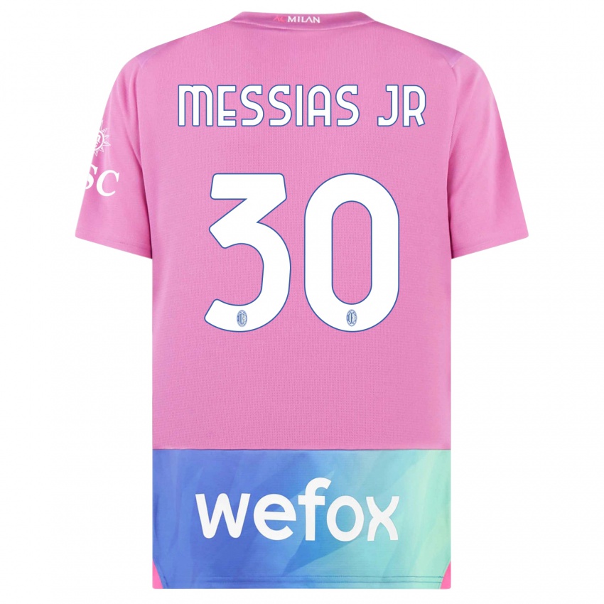Mann Junior Messias #30 Rosa Lilla Tredje Sett Drakt Trøye 2023/24 Skjorter T-Skjorte