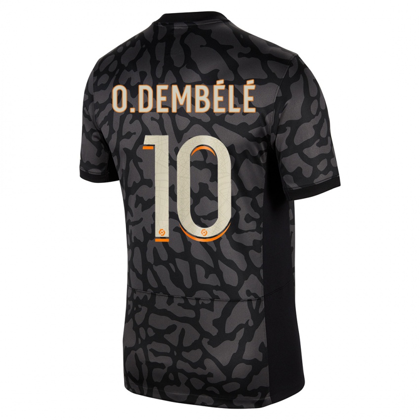 Mann Ousmane Dembele #10 Svart Tredje Sett Drakt Trøye 2023/24 Skjorter T-Skjorte