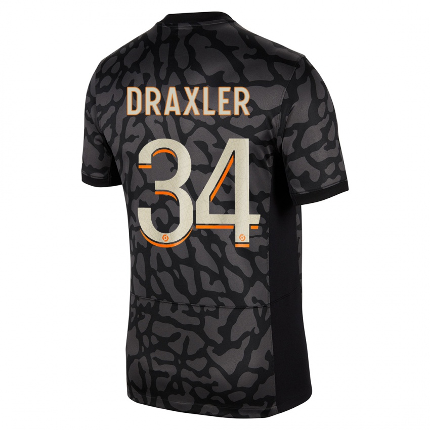 Mann Julian Draxler #34 Svart Tredje Sett Drakt Trøye 2023/24 Skjorter T-Skjorte