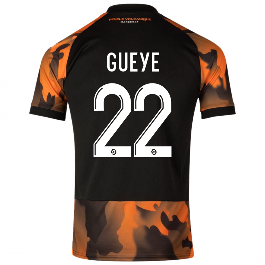 Mann Pape Gueye #22 Svart Oransje Tredje Sett Drakt Trøye 2023/24 Skjorter T-Skjorte