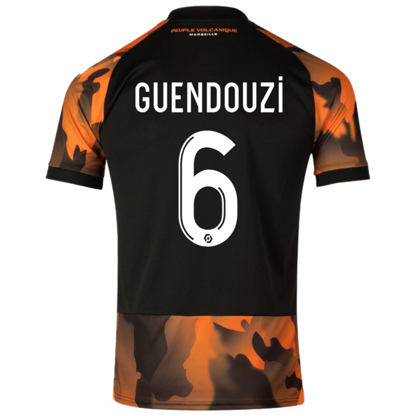 Mann Matteo Guendouzi #6 Svart Oransje Tredje Sett Drakt Trøye 2023/24 Skjorter T-Skjorte