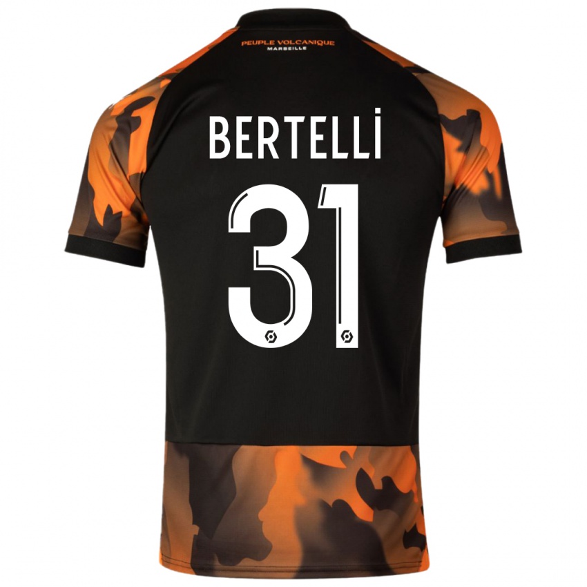 Mann Ugo Bertelli #31 Svart Oransje Tredje Sett Drakt Trøye 2023/24 Skjorter T-Skjorte