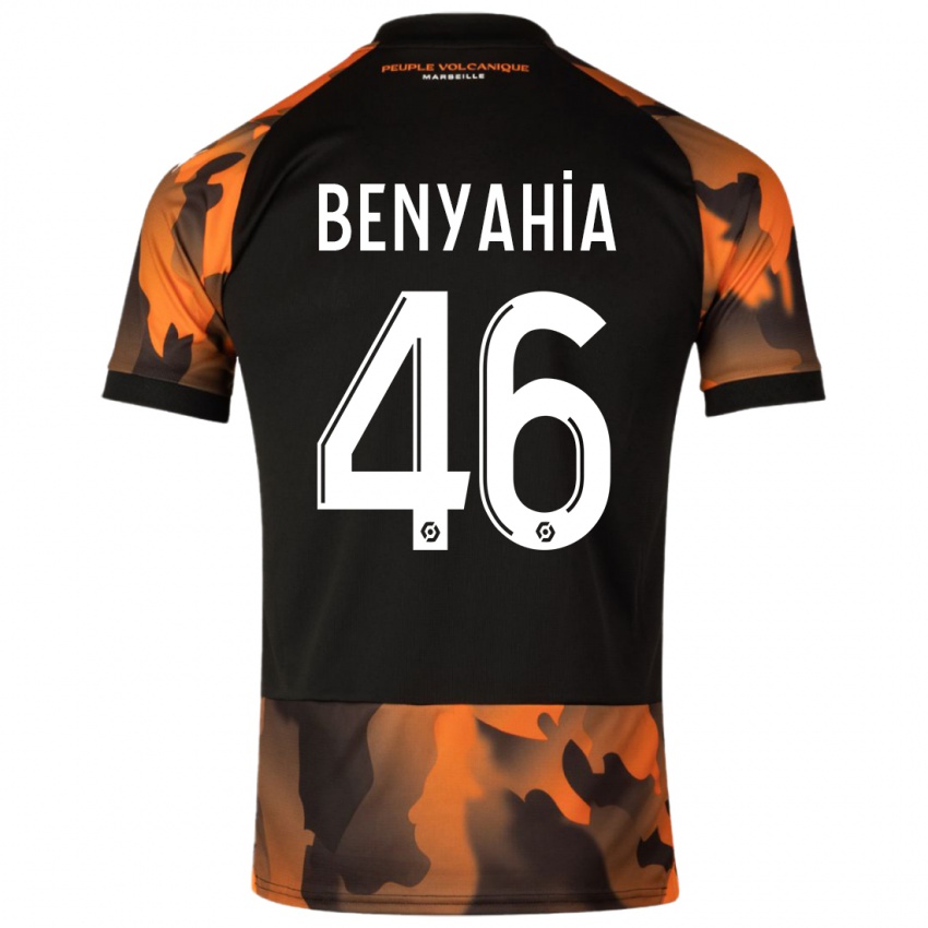 Mann Aylan Benyahia-Tani #46 Svart Oransje Tredje Sett Drakt Trøye 2023/24 Skjorter T-Skjorte