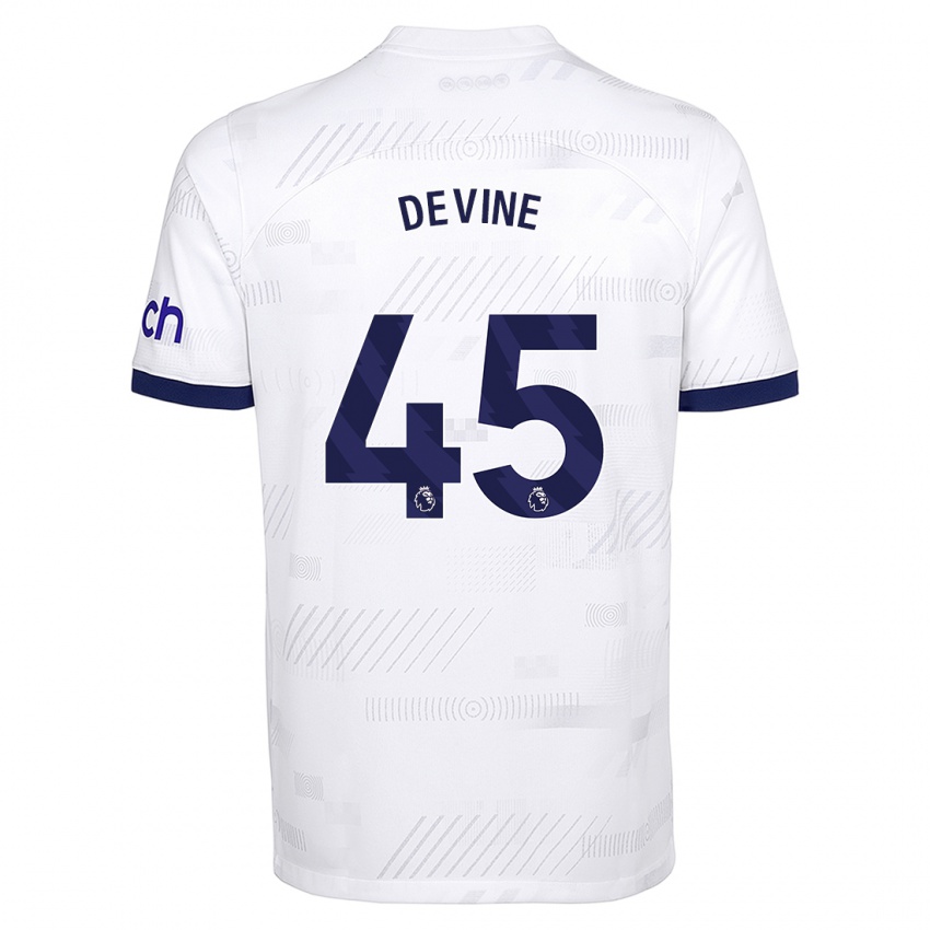 Dame Alfie Devine #45 Hvit Hjemmetrøye Drakt Trøye 2023/24 Skjorter T-Skjorte