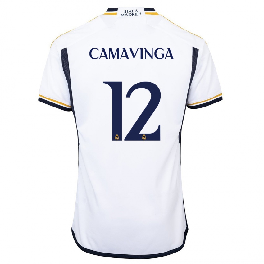 Dame Eduardo Camavinga #12 Hvit Hjemmetrøye Drakt Trøye 2023/24 Skjorter T-Skjorte