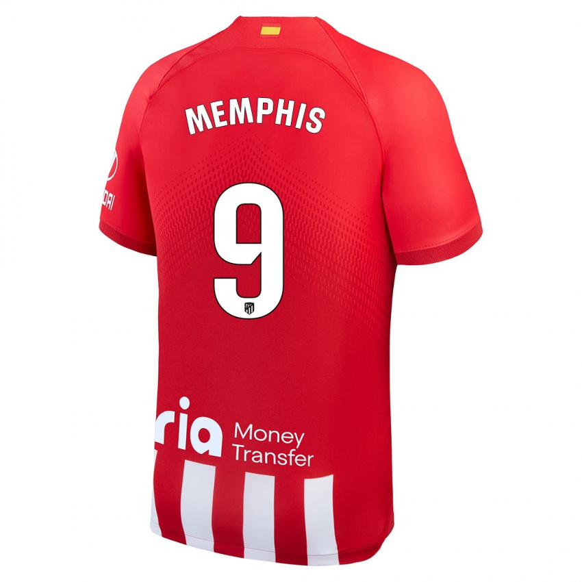 Dame Memphis Depay #9 Rød Hvit Hjemmetrøye Drakt Trøye 2023/24 Skjorter T-Skjorte