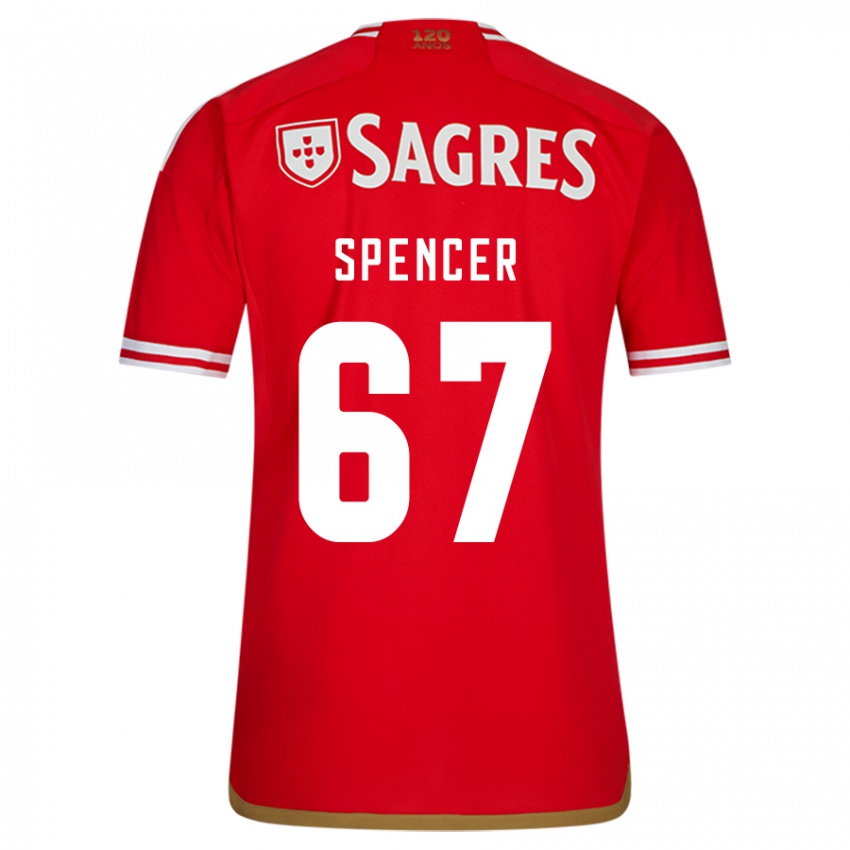 Dame Diogo Spencer #67 Rød Hjemmetrøye Drakt Trøye 2023/24 Skjorter T-Skjorte