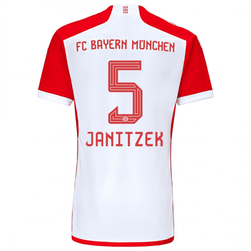 Dame Justin Janitzek #5 Rød Hvit Hjemmetrøye Drakt Trøye 2023/24 Skjorter T-Skjorte