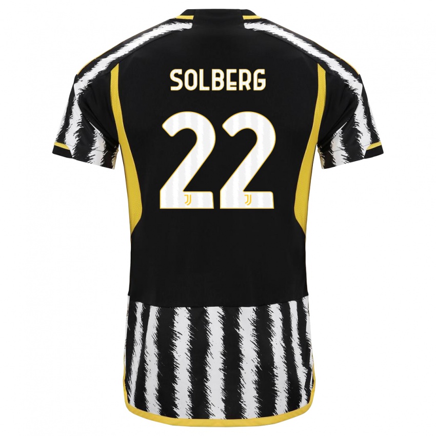 Dame Elias Solberg #22 Svart Hvit Hjemmetrøye Drakt Trøye 2023/24 Skjorter T-Skjorte