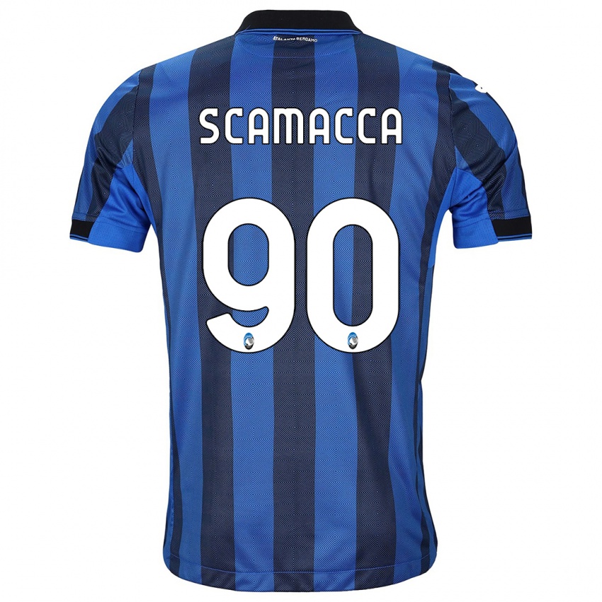 Dame Gianluca Scamacca #90 Svart Blå Hjemmetrøye Drakt Trøye 2023/24 Skjorter T-Skjorte